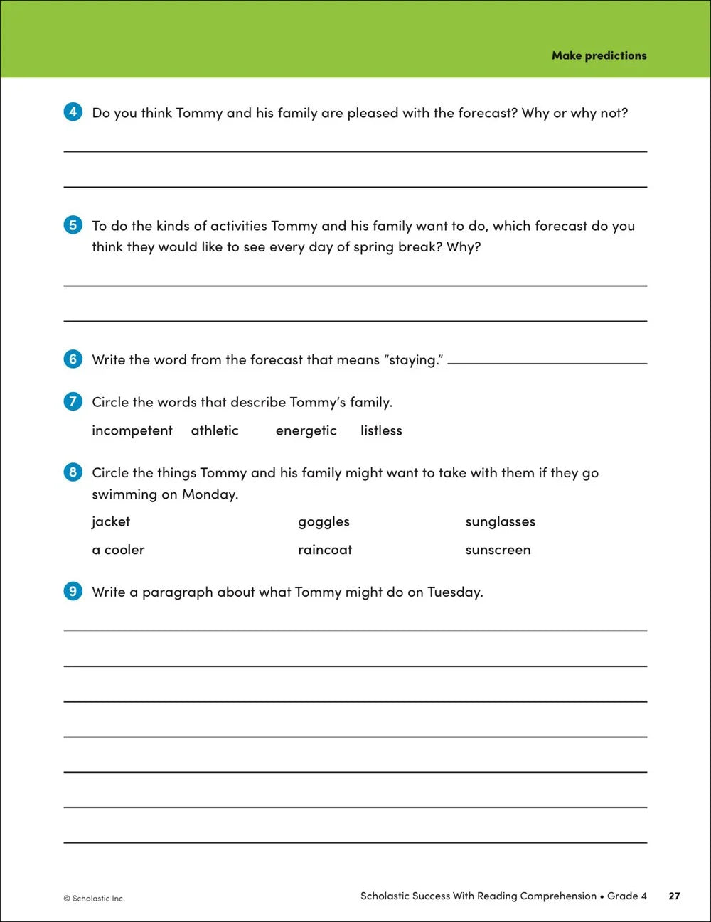 Scholastic Success with Reading Comprehension Grade 4 Workbook - MakoStars Store | English Books and Study Materials