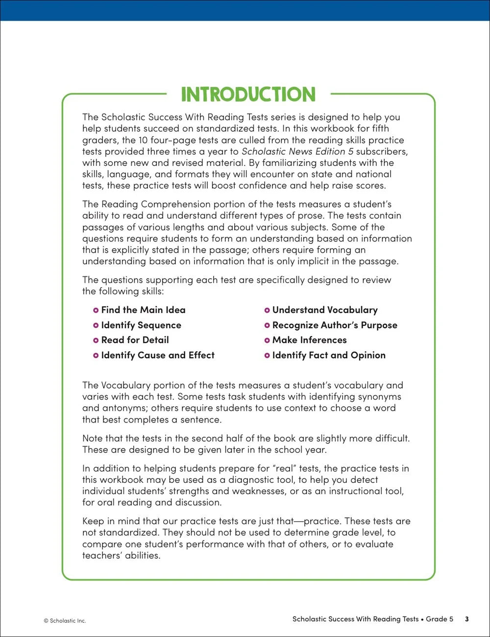 Scholastic Success with Reading Tests Grade 5 Workbook - MakoStars Store | English Books and Study Materials