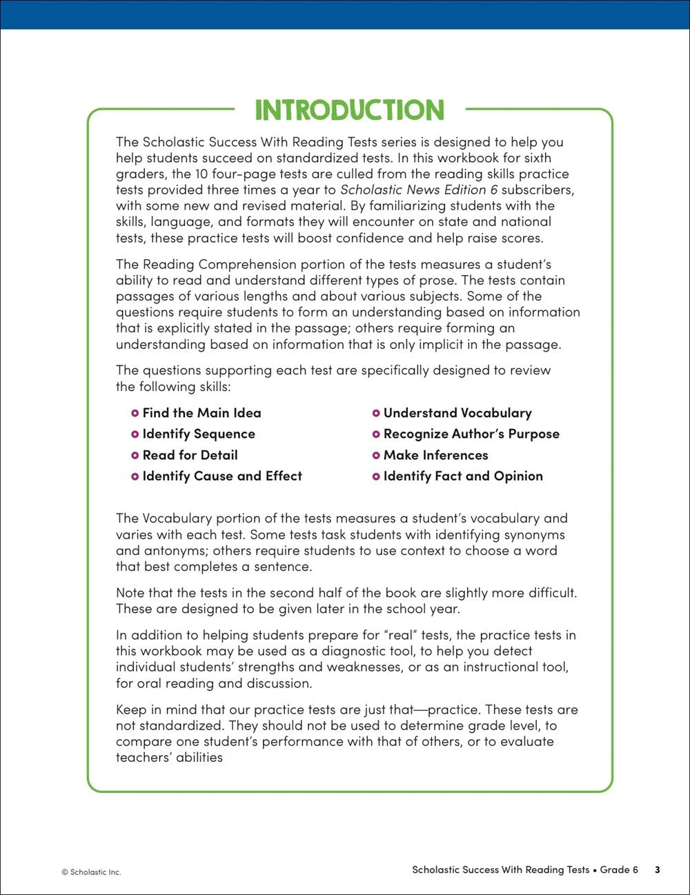 Scholastic Success with Reading Tests Grade 6 Workbook - MakoStars Store | English Books and Study Materials