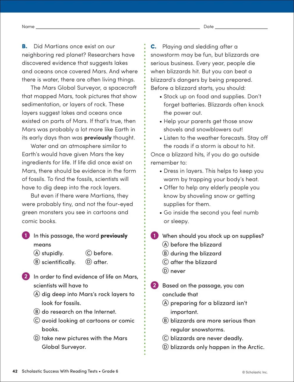 Scholastic Success with Reading Tests Grade 6 Workbook - MakoStars Store | English Books and Study Materials