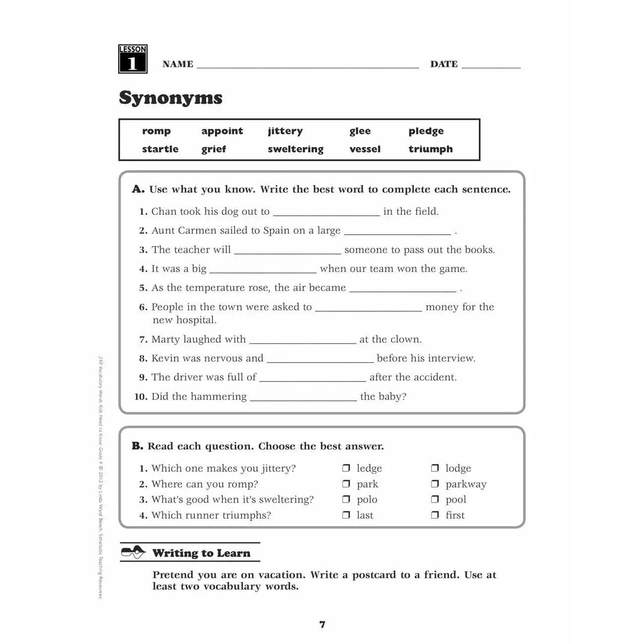 240 Vocabulary Words Kids Need to Know: Grade 4 - MakoStars Online Store