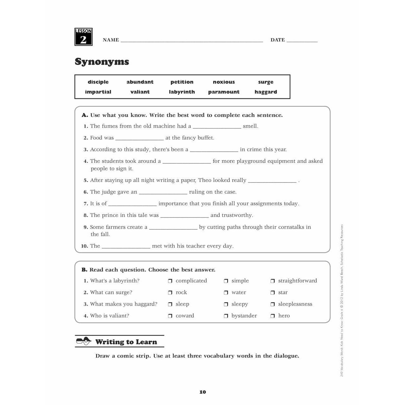 240 Vocabulary Words Kids Need to Know: Grade 6 - MakoStars Online Store