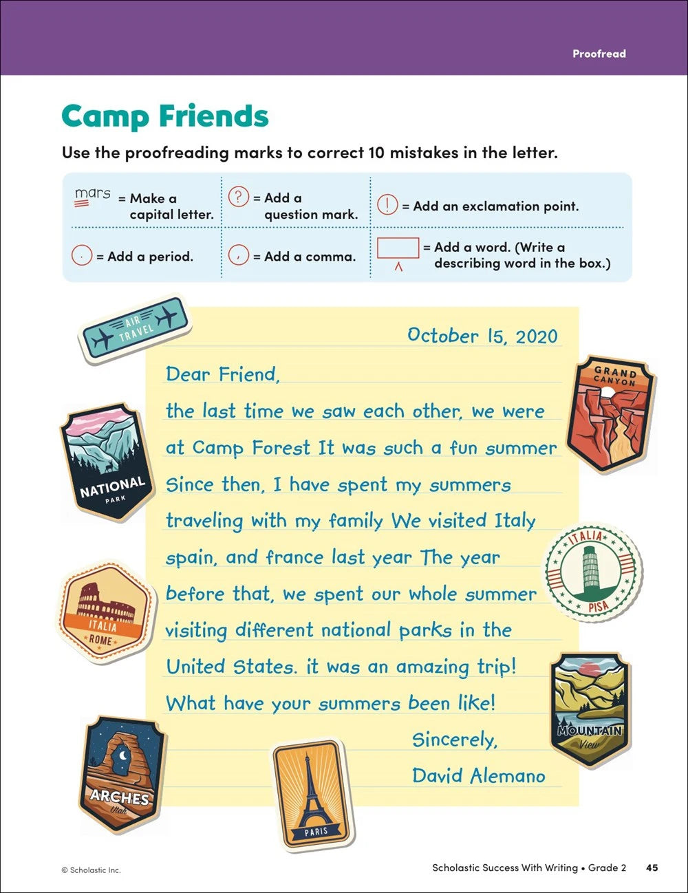 Scholastic Success with Writing Grade 2 Workbook 978-1338798722. Page 45