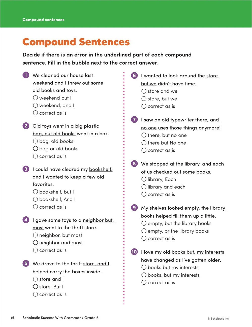 Scholastic Success with Grammar Grade 5 Workbook - MakoStars Online Store