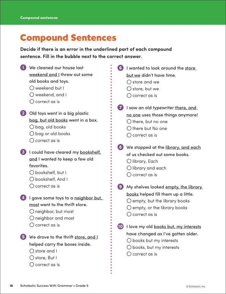 Scholastic Success with Grammar Grade 5 Workbook - MakoStars Online Store