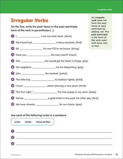 Scholastic Success with Grammar Grade 5 Workbook - MakoStars Online Store