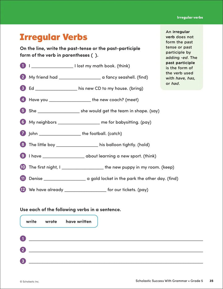 Scholastic Success with Grammar Grade 5 Workbook - MakoStars Online Store