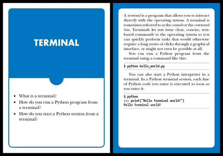 Python Flash Cards : Syntax, Concepts, and Examples