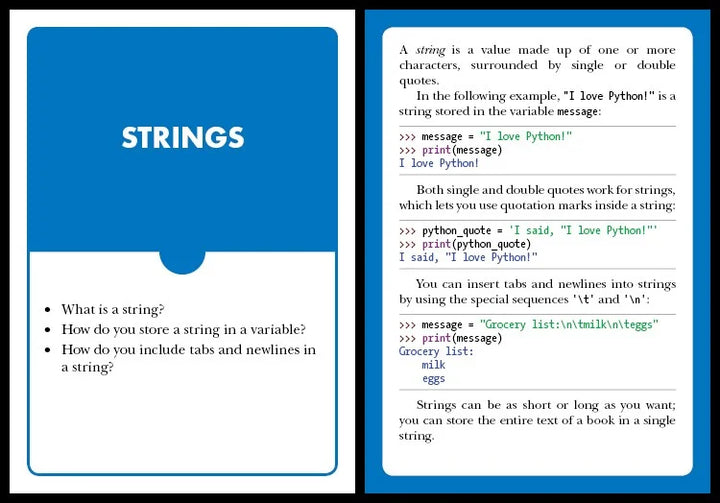 Python Flash Cards : Syntax, Concepts, and Examples