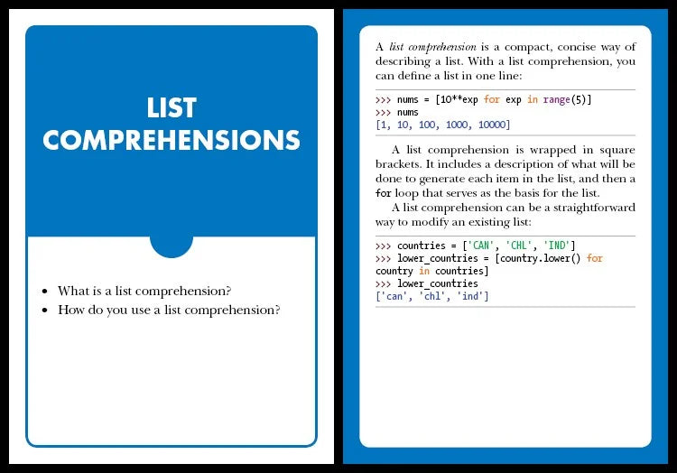 Python Flash Cards : Syntax, Concepts, and Examples