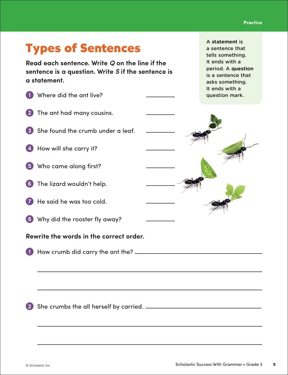 Scholastic Success with Grammar Grade 3 Workbook - MakoStars Store | English Books and Study Materials