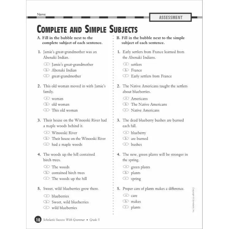 Scholastic Success With Grammar: Grade 5 Workbook - MakoStars Online Store
