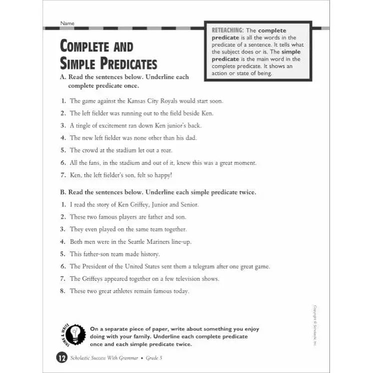 Scholastic Success With Grammar: Grade 5 Workbook - MakoStars Online Store
