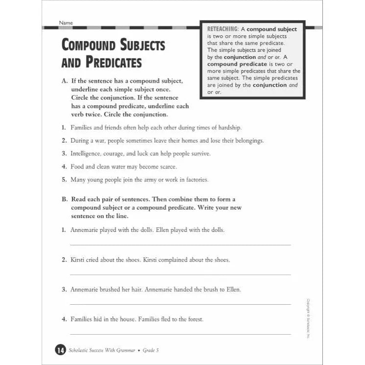 Scholastic Success With Grammar: Grade 5 Workbook - MakoStars Online Store