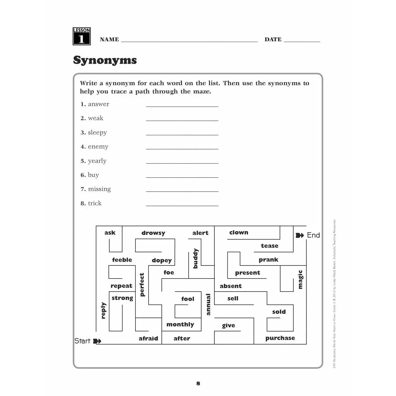240 Vocabulary Words Kids Need to Know: Grade 3 - MakoStars Online Store