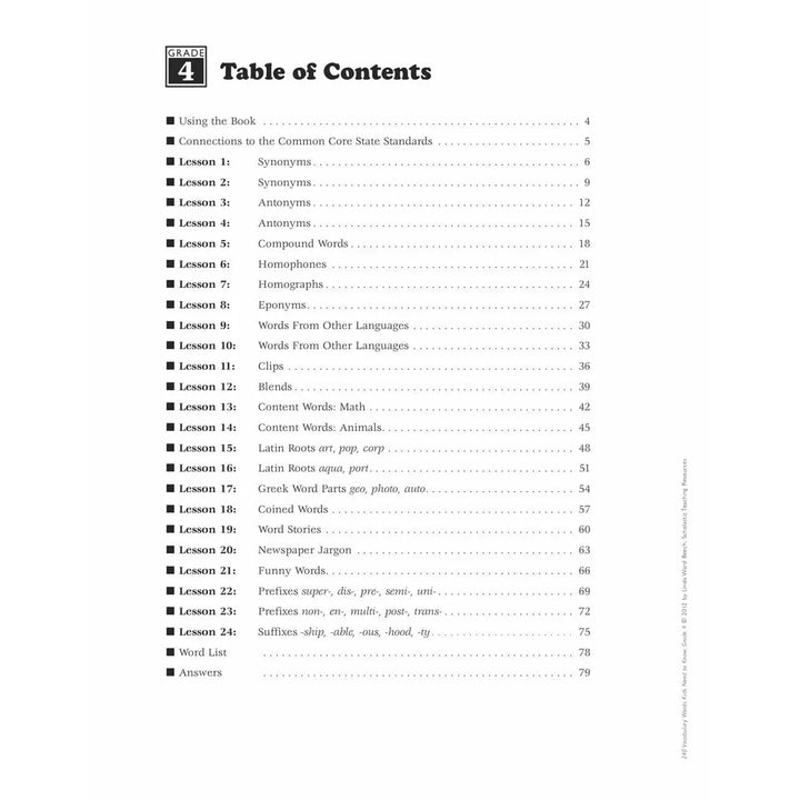 240 Vocabulary Words Kids Need to Know: Grade 4 - MakoStars Online Store