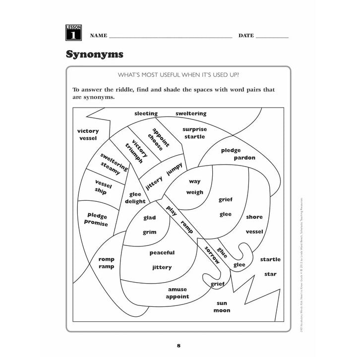240 Vocabulary Words Kids Need to Know: Grade 4 - MakoStars Online Store