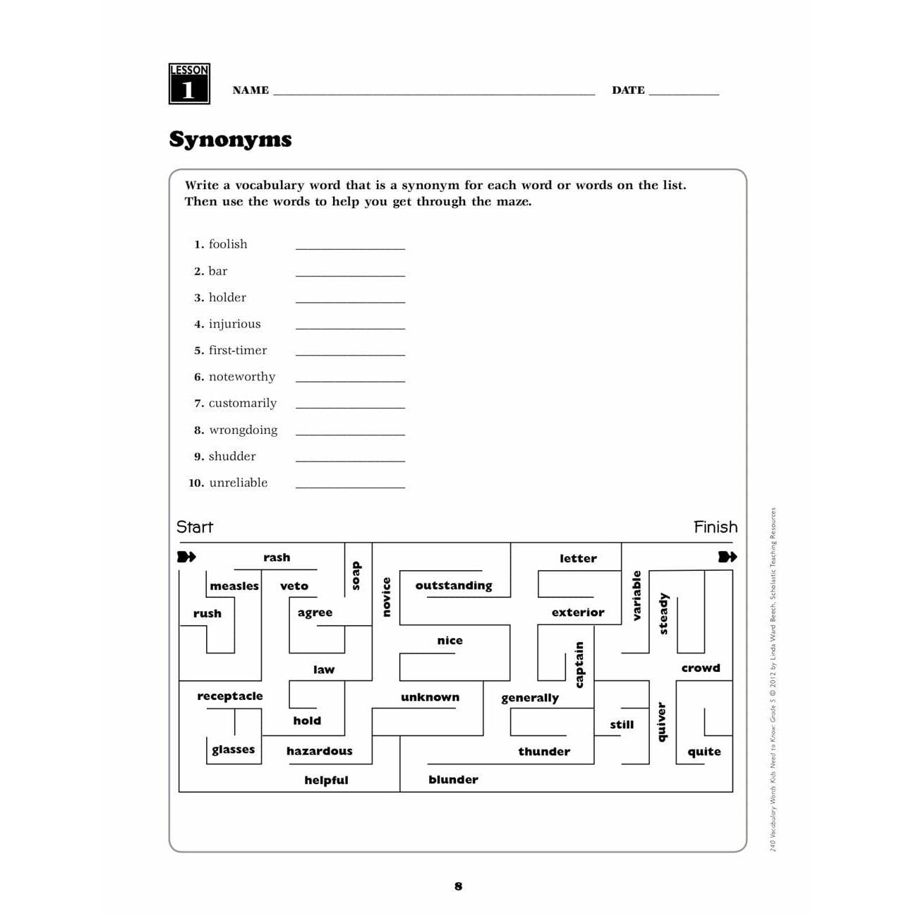240 Vocabulary Words Kids Need to Know: Grade 5 - MakoStars Online Store