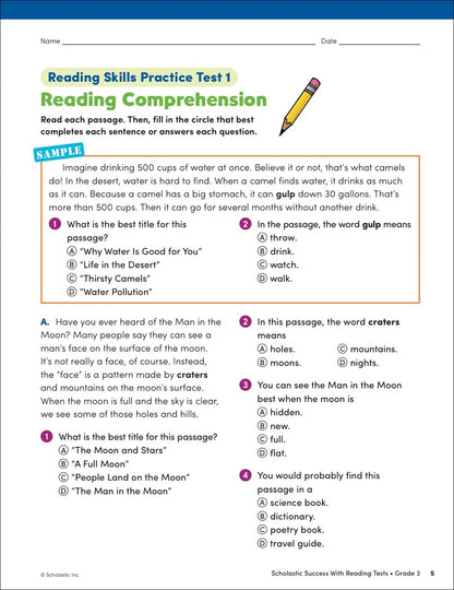 Scholastic Success with Reading Tests Grade 3 Workbook Paperback – February 1, 2022 - MakoStars Online Store