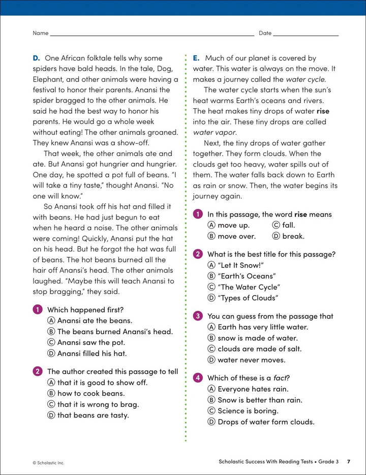 Scholastic Success with Reading Tests Grade 3 Workbook Paperback – February 1, 2022 - MakoStars Online Store